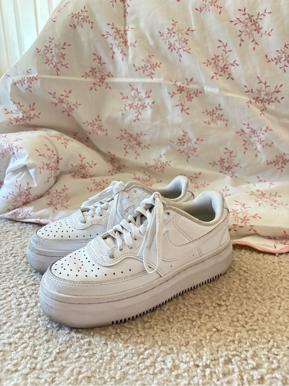 Nike White Platform Sneakers - Women's Lace-Up